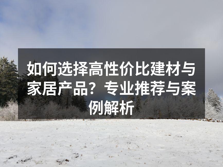 如何选择高性价比建材与家居产品？专业推荐与案例解析